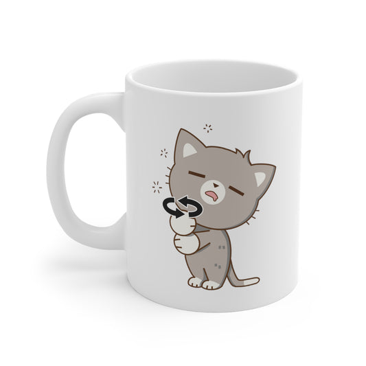 Novelty sign language cat mug