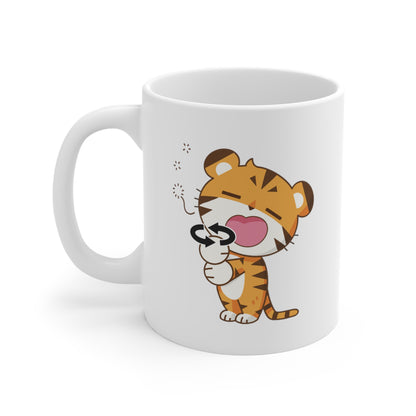 Novelty sign language tiger mug